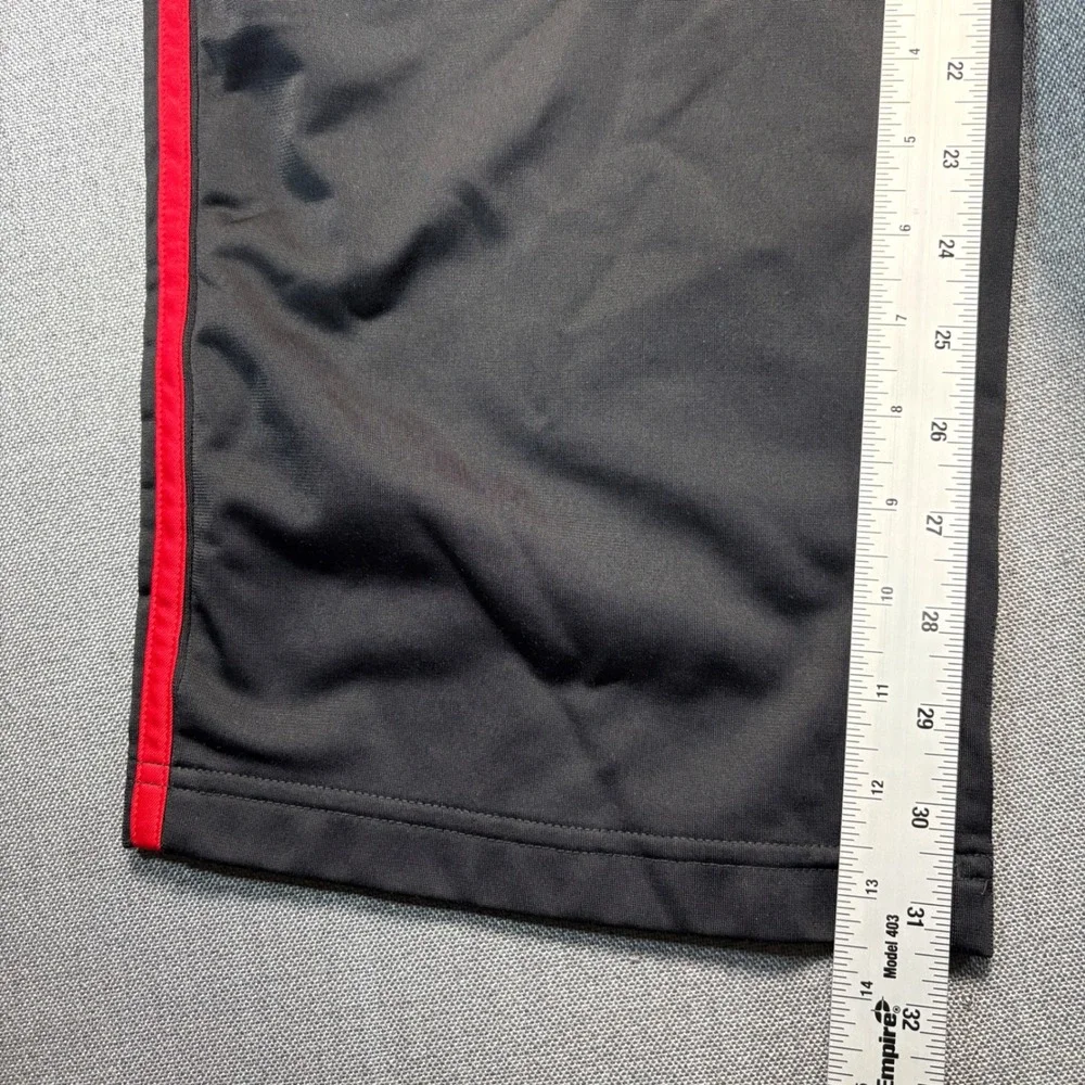 Adidas Mens 2XL Track Pants Black Red 3-Stripe Athletic Activewear Joggers